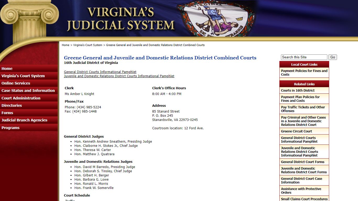 Greene General and Juvenile and Domestic Relations District Combined Courts