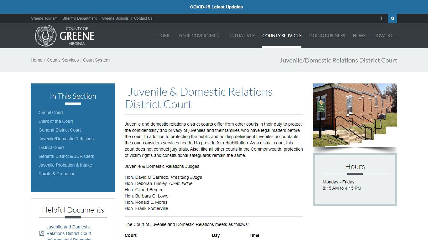 Juvenile & Domestic Relations Court | Greene County, Virginia